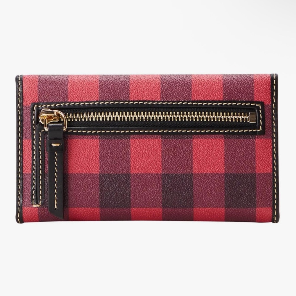 Dooney & Bourke Tucker Continental Clutch Wallet Red Buffalo Plaid Pattern - Picture 3 of 12